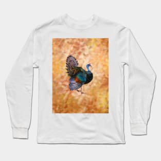 Ocellated Turkey in Autumn Leaves Long Sleeve T-Shirt